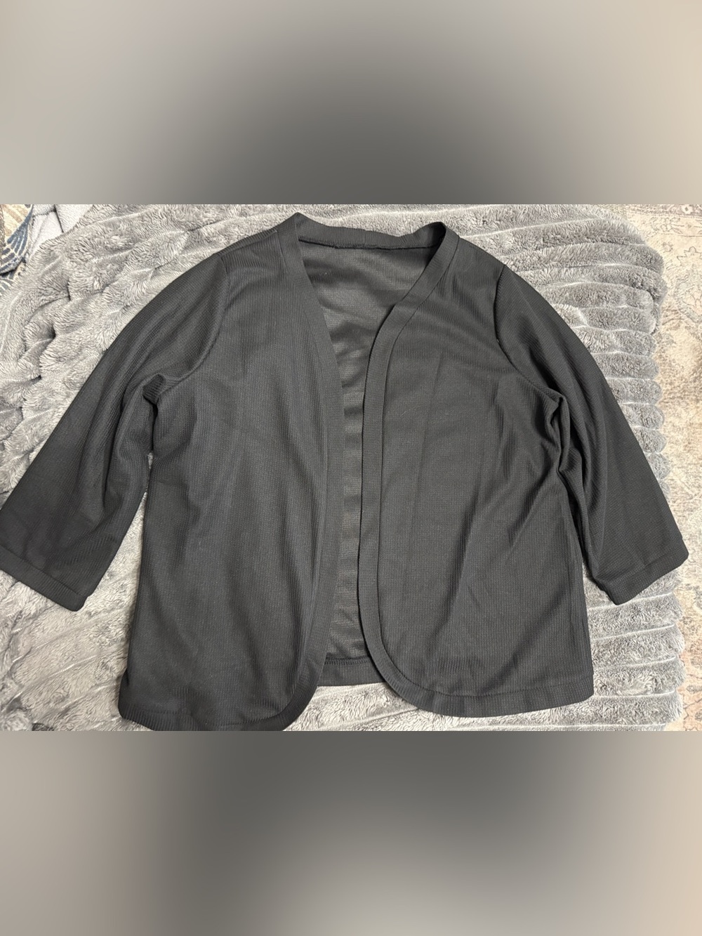 Black Open Front Knit Cardigan
